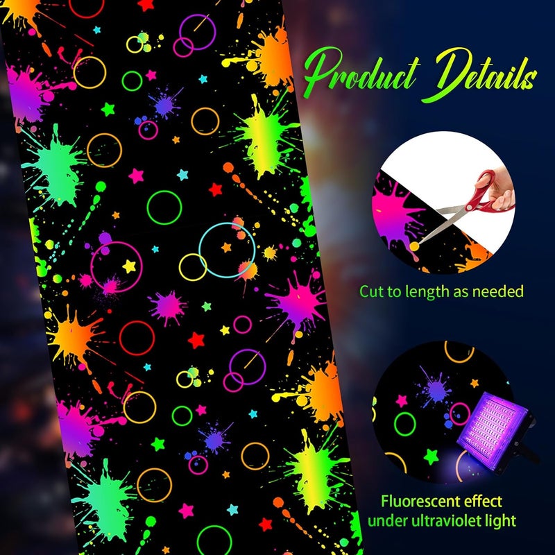 Haull 236 x 39 Inch Neon Light up Dance Floor Glow in The Dark Floor Runner Neon Party Decorations UV Blacklight Reactive Fluorescent Wall Props for Glow Disco Party Favors(Mixed) - Image 3